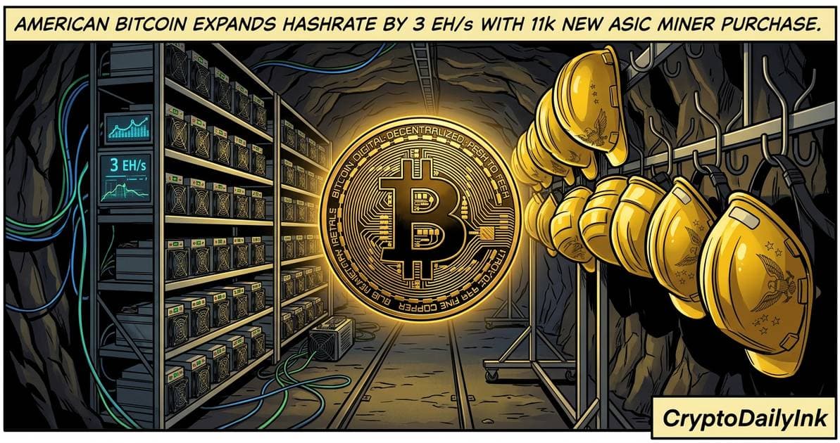 American Bitcoin Expands Hashrate by 3 EH/s With 11k New ASIC Miner Purchase: CryptoDailyInk
