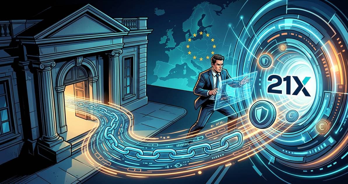 Illustration for article: Swiss Bank Amina Joins 21X to Pioneer EU Regulated Blockchain Securities: CryptoDailyInk