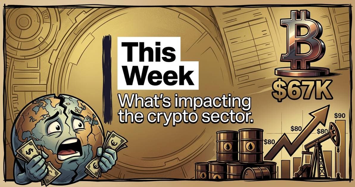 Illustration for article: Bitcoin Holds $67K as Global Liquidity Fears Mount Following Oil Spike: CryptoDailyInk