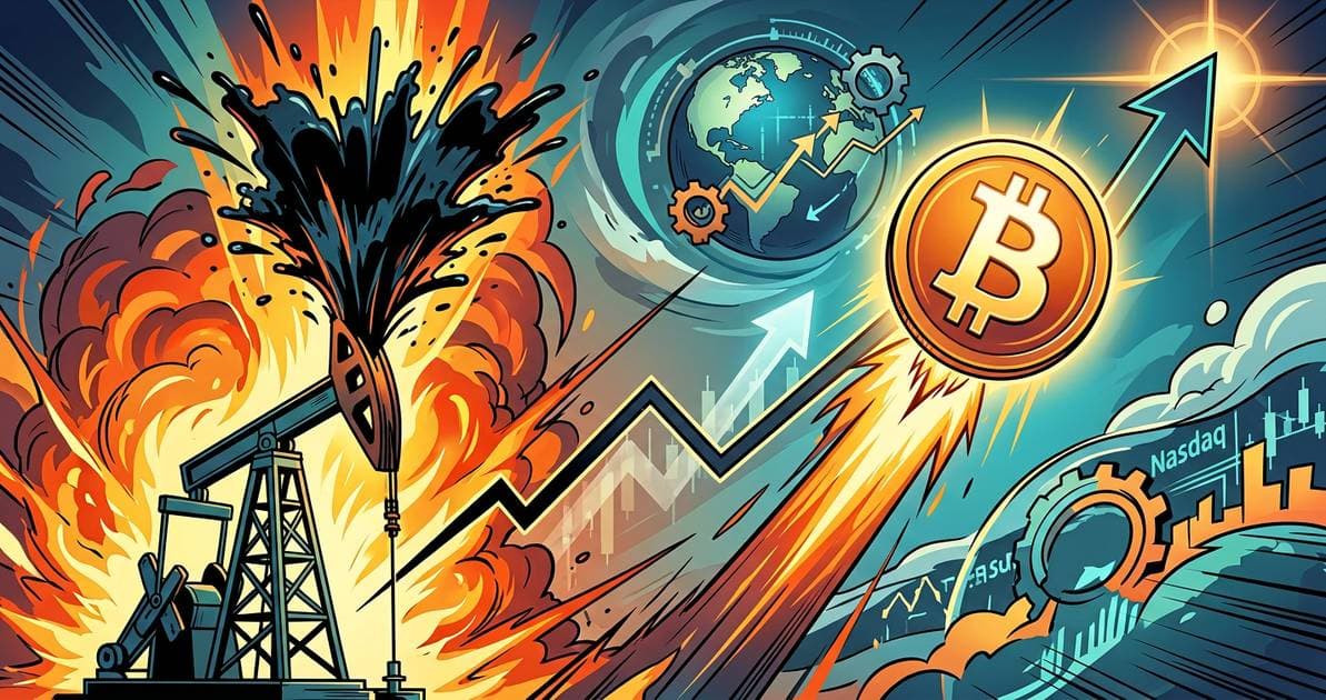 Illustration for article: Will Bitcoin Hit $79K as Oil Prices Surge? Analyzing the Historical Correlation: CryptoDailyInk