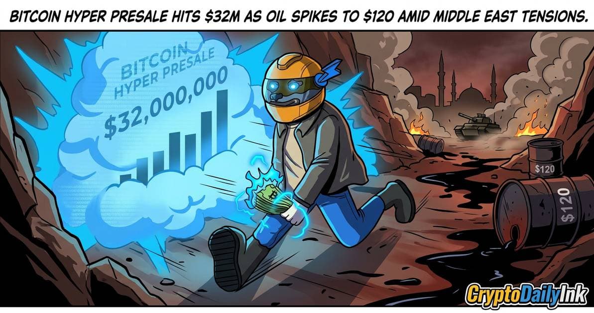 Illustration for article: Bitcoin Hyper Presale Hits $32M as Oil Spikes to $120 Amid Middle East Tensions: CryptoDailyInk