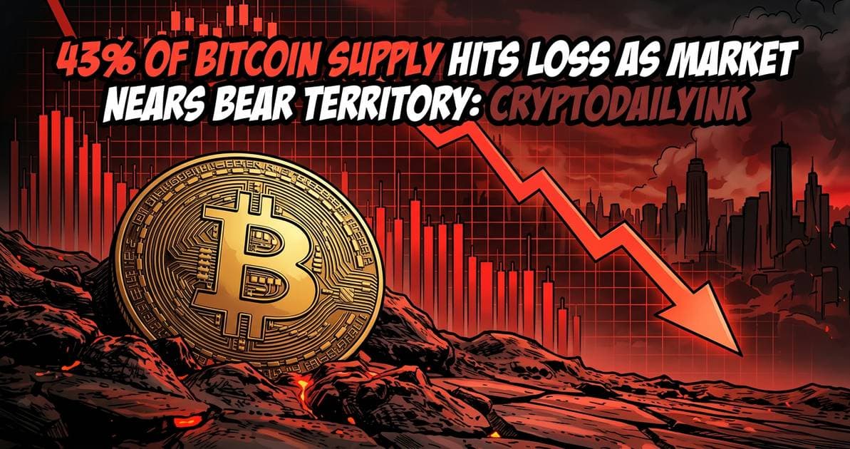 Illustration for article: 43% of Bitcoin Supply Hits Loss as Market Nears Bear Territory: CryptoDailyInk