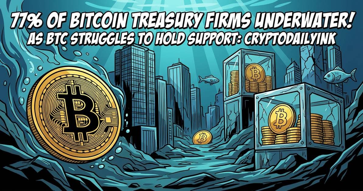 Illustration for article: 77% of Bitcoin Treasury Firms Are Underwater as BTC Struggles to Hold Support: CryptoDailyInk