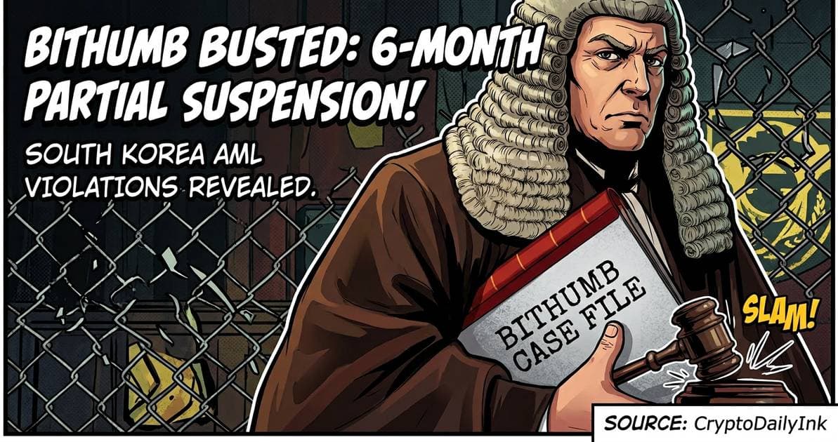 Illustration for article: Bithumb Faces Six Month Partial Suspension Over AML Violations in South Korea: CryptoDailyInk