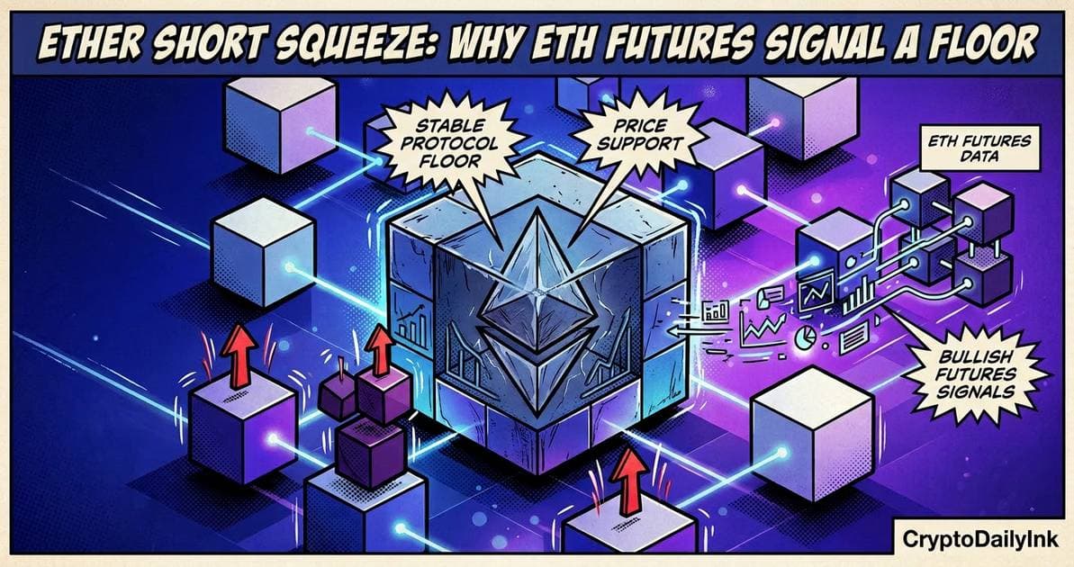 Illustration for article: Ether Short Squeeze: Why ETH Futures Are Signaling a Potential Floor: CryptoDailyInk