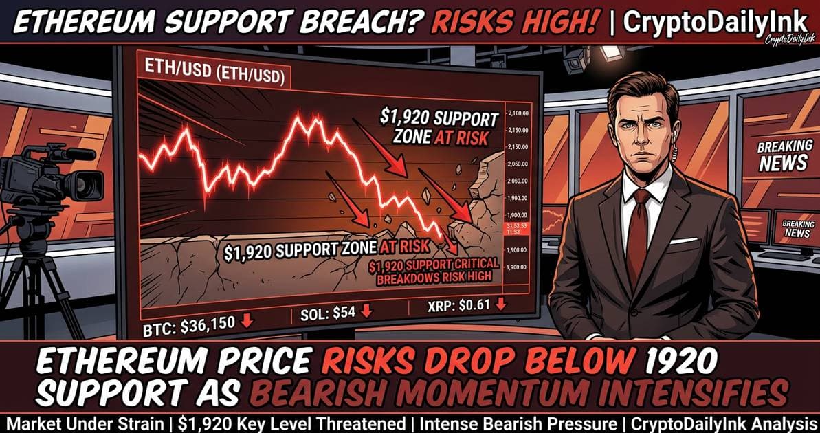 Illustration for article: Ethereum Price Risks Drop Below 1920 Support as Bearish Momentum Intensifies: CryptoDailyInk