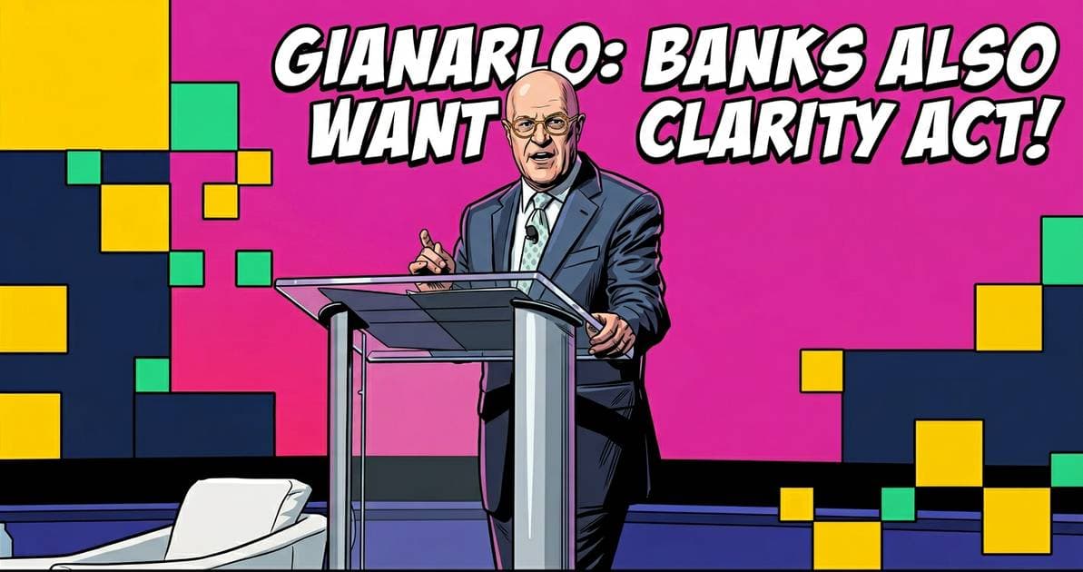 Illustration for article: Ex-CFTC Chair Giancarlo Argues Banks Need Clarity Act More Than Crypto: CryptoDailyInk