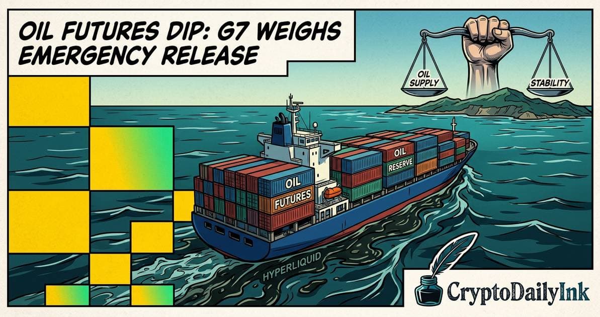 Illustration for article: Hyperliquid Oil Futures Dip as G7 Weighs Emergency Reserve Release: CryptoDailyInk