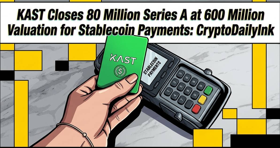 Illustration for article: KAST Closes 80 Million Series A at 600 Million Valuation for Stablecoin Payments: CryptoDailyInk