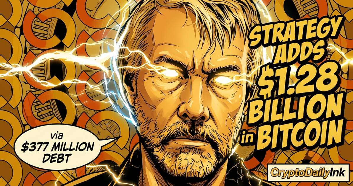 Illustration for article: Strategy Aggressively Adds $1.28 Billion in Bitcoin via $377 Million Debt: CryptoDailyInk