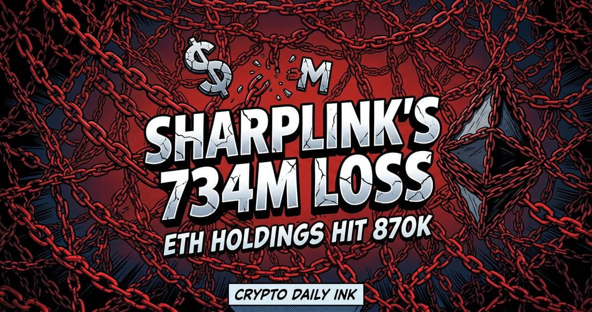 Illustration for article: Sharplink Reports 734M Loss as Ethereum Treasury Holdings Hit 870K ETH: CryptoDailyInk