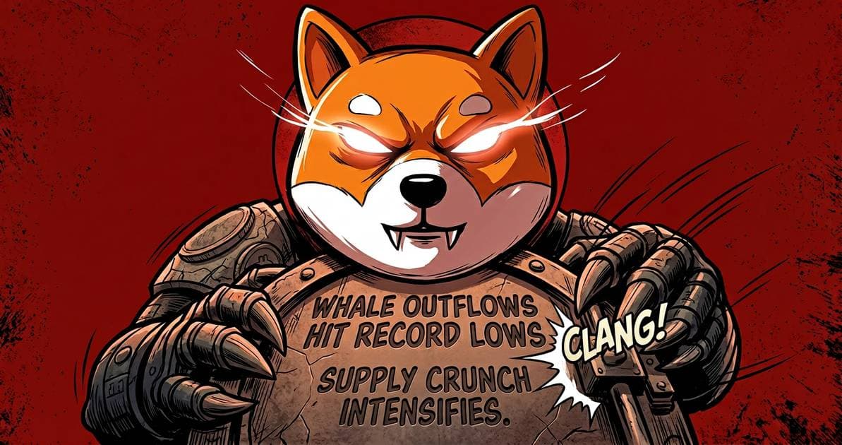 Illustration for article: Shiba Inu Whale Outflows Hit Record Lows as Supply Crunch Intensifies: CryptoDailyInk