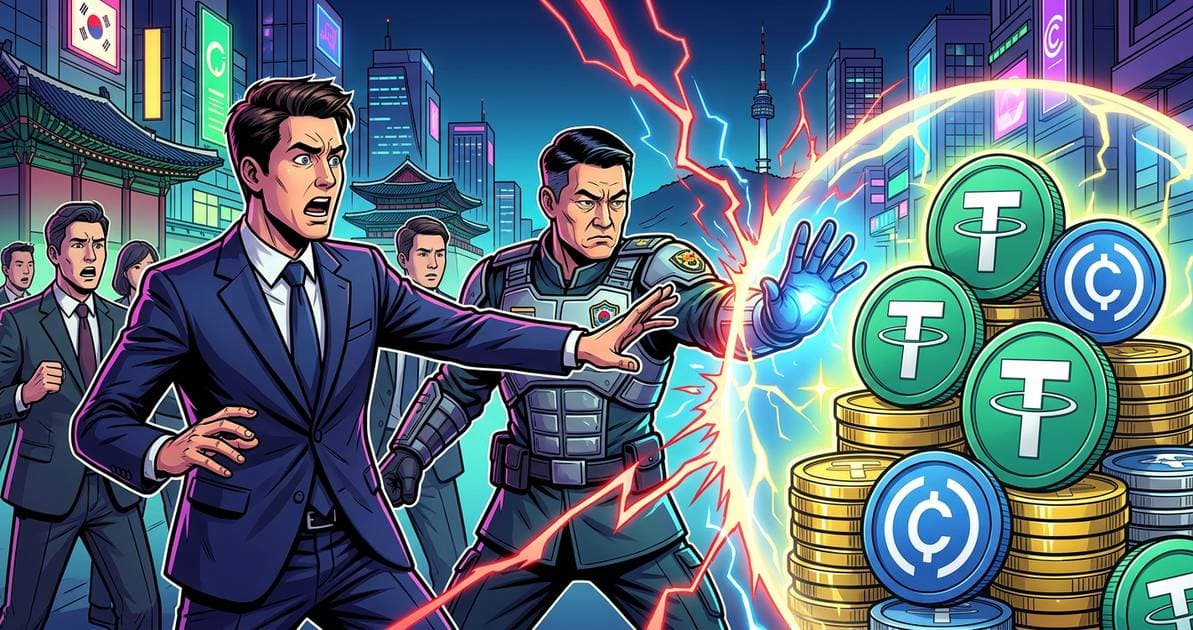 Illustration for article: South Korea Considers Ban on Corporate Stablecoin Investments for Firms: CryptoDailyInk