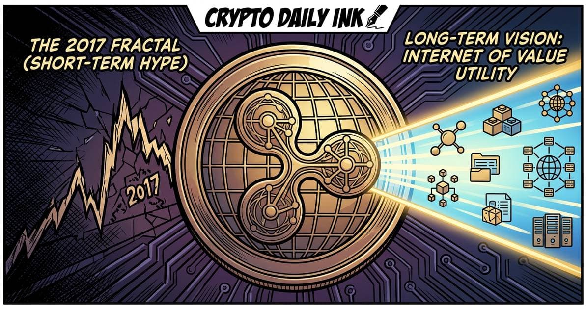 Illustration for article: XRP Long-Term Vision Hinges on Internet of Value Utility Over 2017 Fractal: CryptoDailyInk