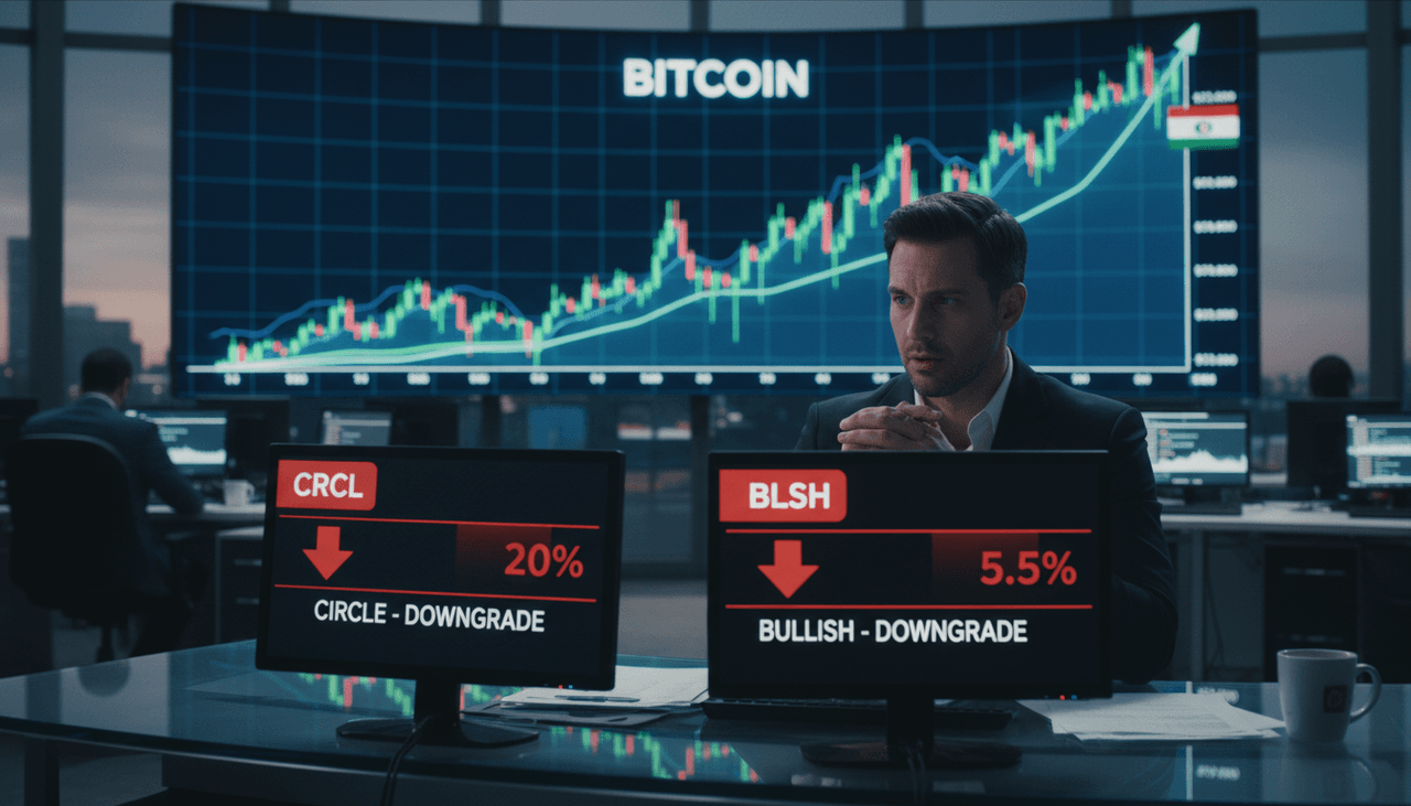 Bitcoin Breaks $72K as Geopolitical Tensions Ease, But Circle and Bullish Stocks Plunge After Downgrades