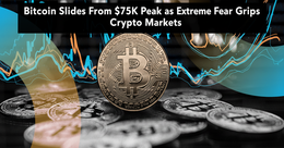 Illustration for article: Bitcoin Slides From $75K Peak as Extreme Fear Grips Crypto Markets: CryptoDailyInk