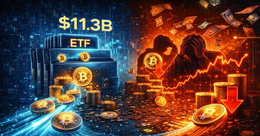 Illustration for article: Institutional Bitcoin ETF Inflows Hit $11.3B as Retail Capitulation Persists: CryptoDailyInk