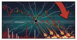 Illustration for article: Bitcoin Longs Liquidation Hits 300M as BTC Slides Below 67K Support: CryptoDailyInk