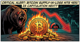 Illustration for article: Bitcoin Supply-in-Loss Metric Hits 45% Signaling Potential Pre-Capitulation: CryptoDailyInk