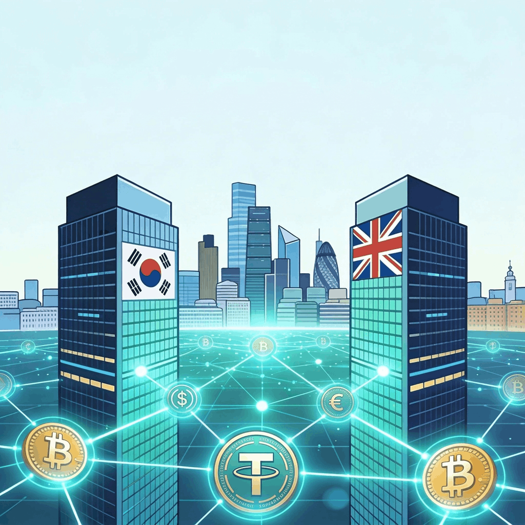 Illustration for article: Hana Financial and Standard Chartered Partner on Stablecoin Rails: CryptoDailyInk