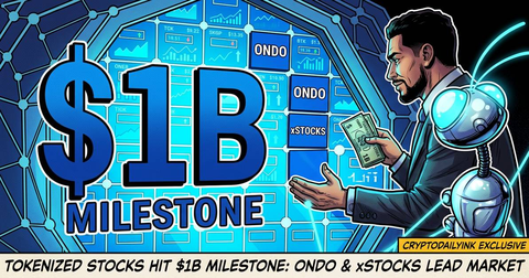 Tokenized Stocks Hit $1B Milestone as Ondo and xStocks Lead Market: CryptoDailyInk